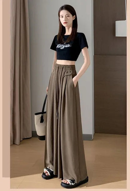 Female Trousers High Waist Trends 2025 Y2k Streetwear Chic And Elegant Xxl G Classic Quality Elastic Casual Women's Pants Fluid