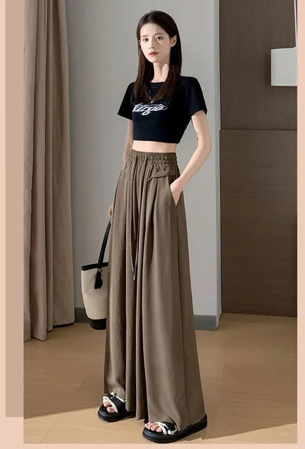 Female Trousers High Waist Trends  Streetwear Chic And Elegant  Classic Quality Elastic Casual Women's Pants Fluid