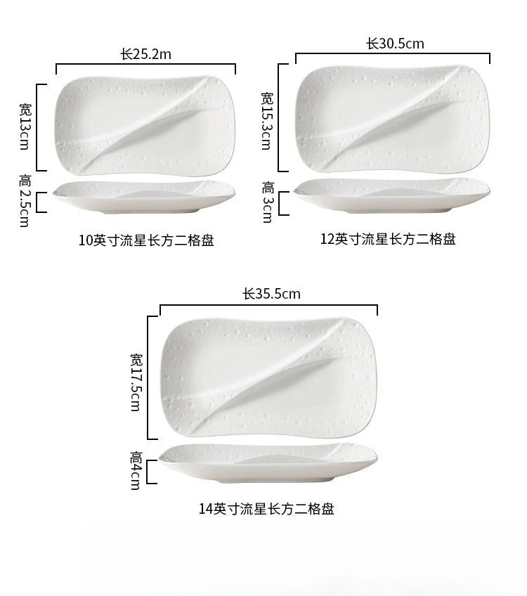 Creative Ceramic Divided Plate Dessert Serving Tray Commercial Hotel Home Sushi Fruit Snack Dish