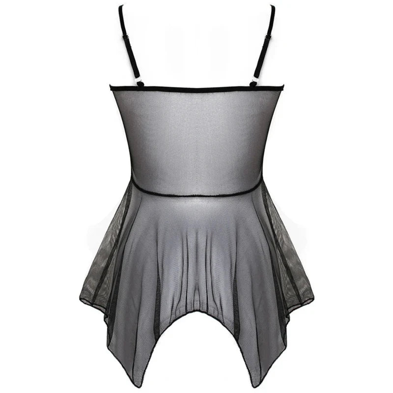 Sexy Lingerie Night Dress For Female Transparent Babydoll Nightwear With G-string Underwear Lace Sleepwear Women's Lingerie Set