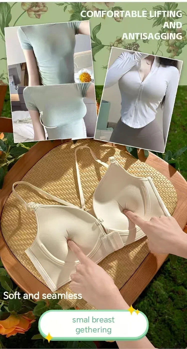 12cm Thickened Front Closure Push Up Bra - Ultra Thick Padded Lift for Small Chest, Deep Plunge Sexy Lingerie