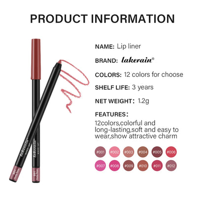 Lipliner Pencil Waterproof Matte Red Contour Tint Lipstick Long Lasting Non-stick Cup Moisturising Lips Makeup 12 Colors