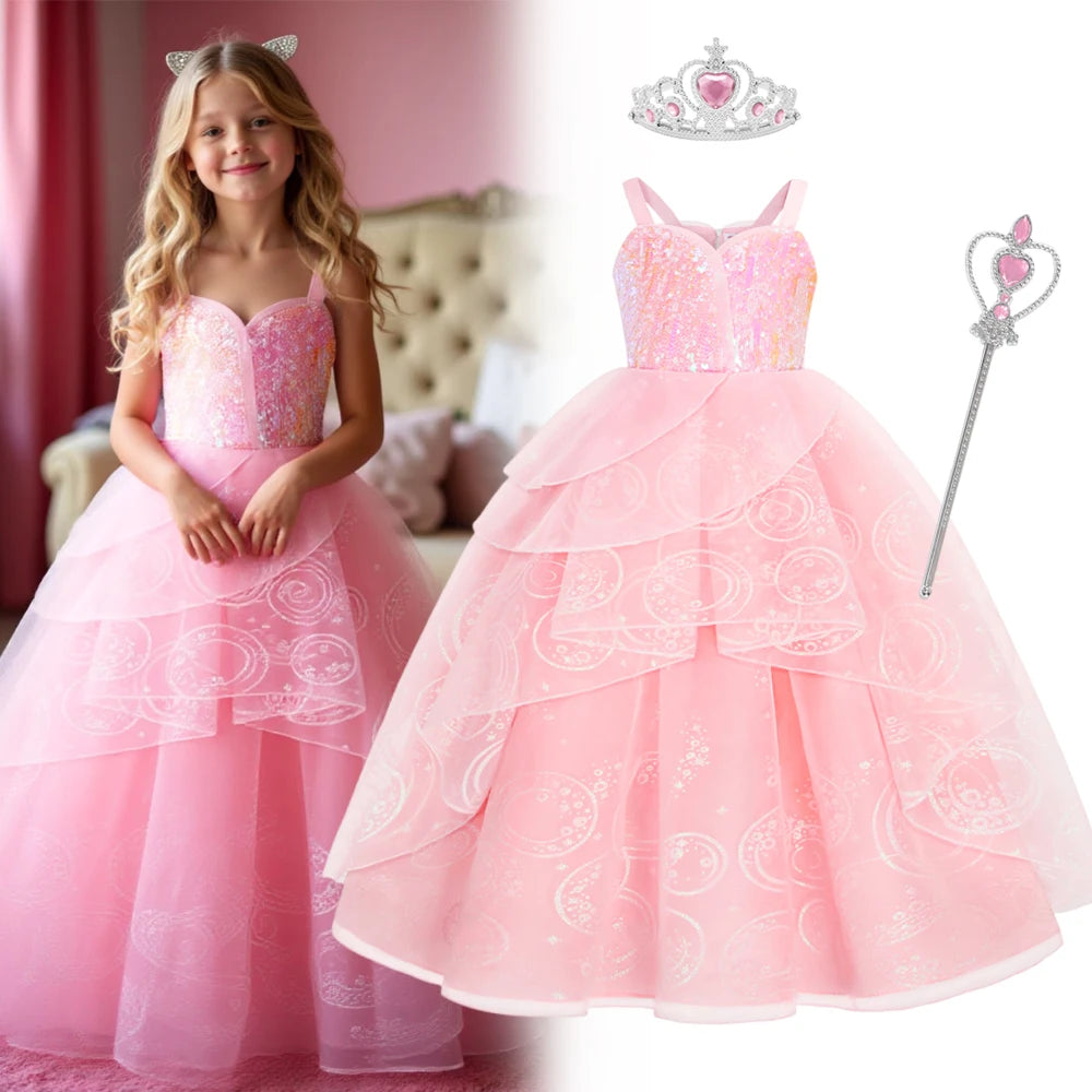 Girl Princess Dress Carnival Party Princess Dress Birthday Party Dress Children's Pink Cute Dress Girl's Party Dress