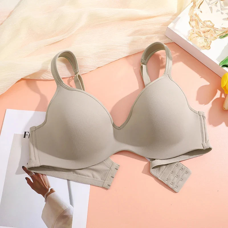 FINETOO Sexy Women Plus Size Underwire Full Coverage Unlined Seamless Bra Wide Straps Wireless Bras for Women Push Up Brassiere