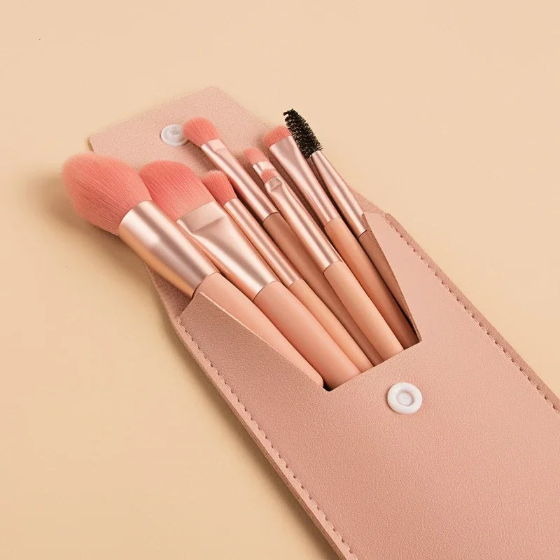 Mini Brush 8-Piece Makeup Bag Portable Concealer Powder Brush Set Soft Fur Make-up Tool Bag Foundation Brush Makeup Brush Set