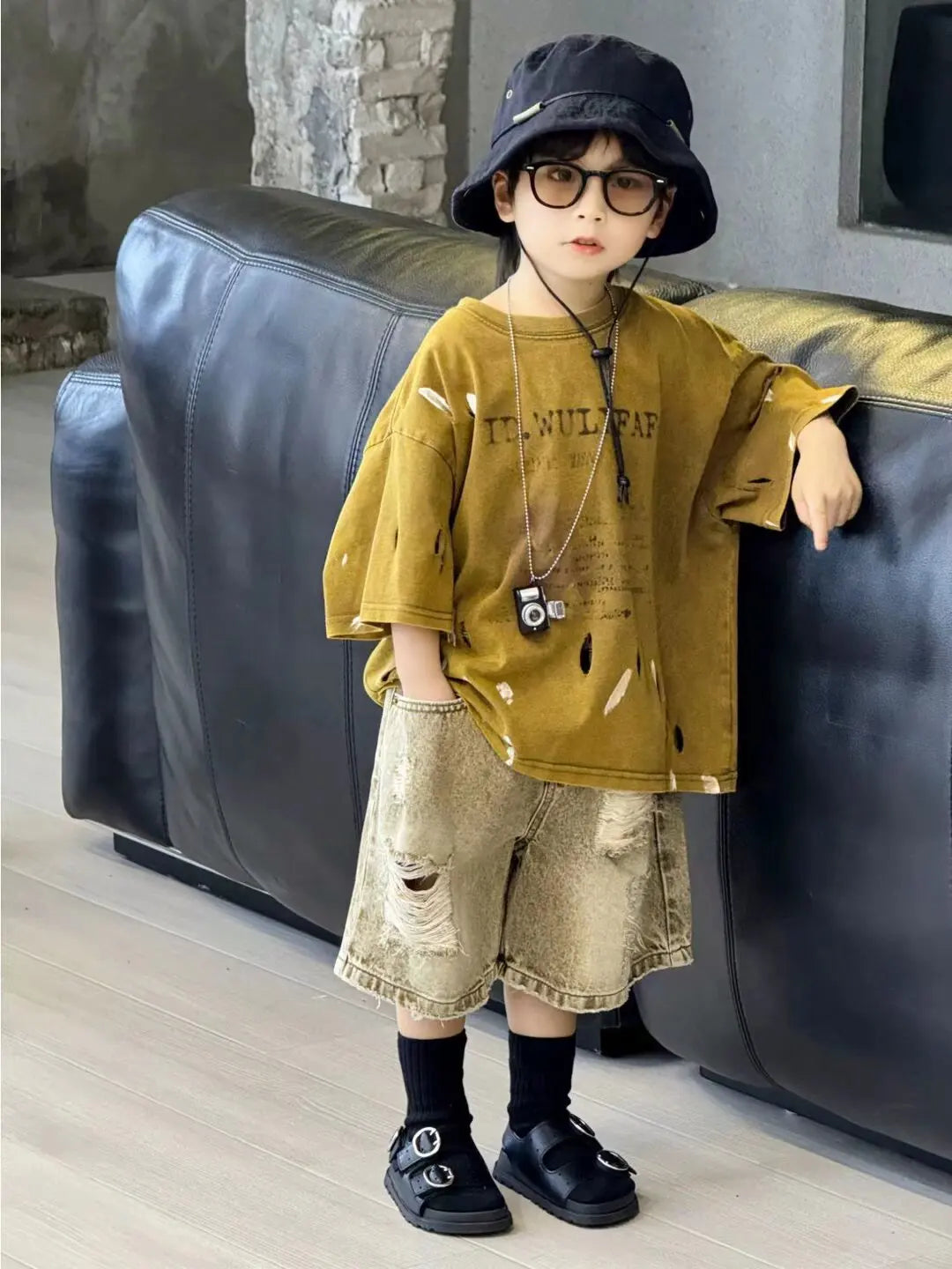 Boys Clothing Set  Korean Loose Shirts+shorts 2pcs/set Sport Suits for Kids Teenager Tracksuits Casual Baby Outfits Clothes
