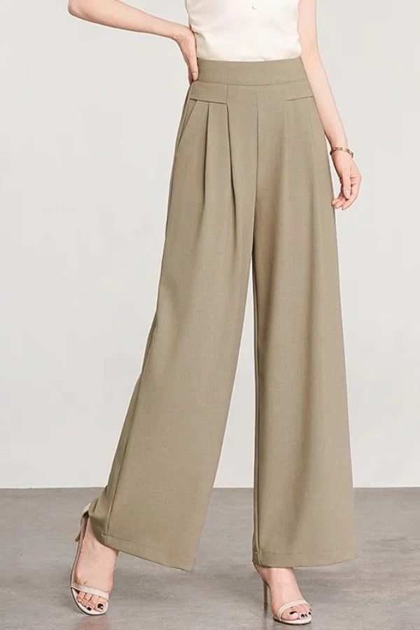Women's Black High Waist Wide Leg Pants Pleated Loose Fit Formal Casual Trousers