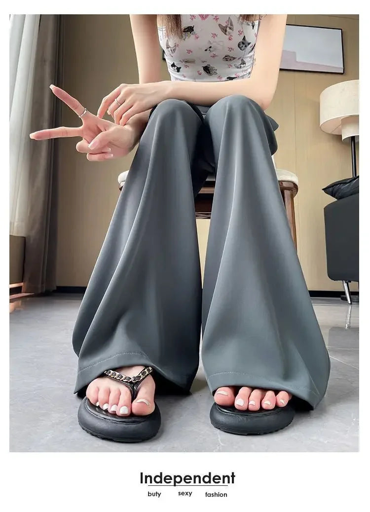 High Waist Wide Leg Straight Cut Casual Loose Long Pants Women's Suit Pants Spring Summer New Arrival Floor Length Trousers