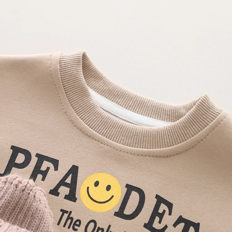 New Boys' Autumn Set Children's Wear Handsome Boys' Winter Plush Thickened Sweater Two Piece Set baby clothes