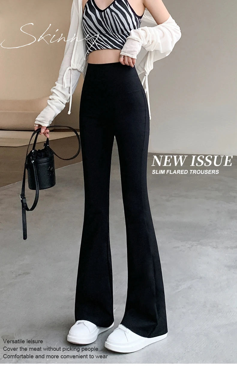Women Flare Pants Slim High Waist Solid Sexy Shark Flare Pants Elastic Butt Lift Skinny Leggings Fashion Casual Streetwear