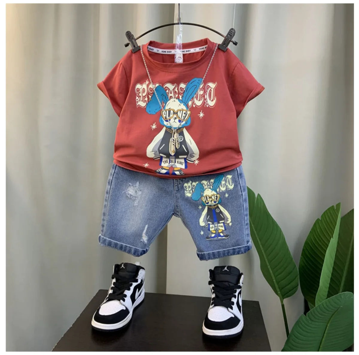 Children Clothing Korean Cotton Short Sleeve Print Shirt+Shorts Set for Toddler Boy Baby Summer Thin Casual Fashion Outfit
