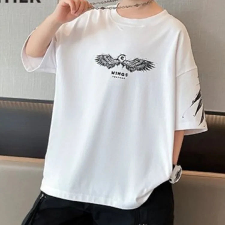 Summer Kids Wing T-Shirt Cotton Loose Stylish Boy's Shirt Big Kids Summerwear