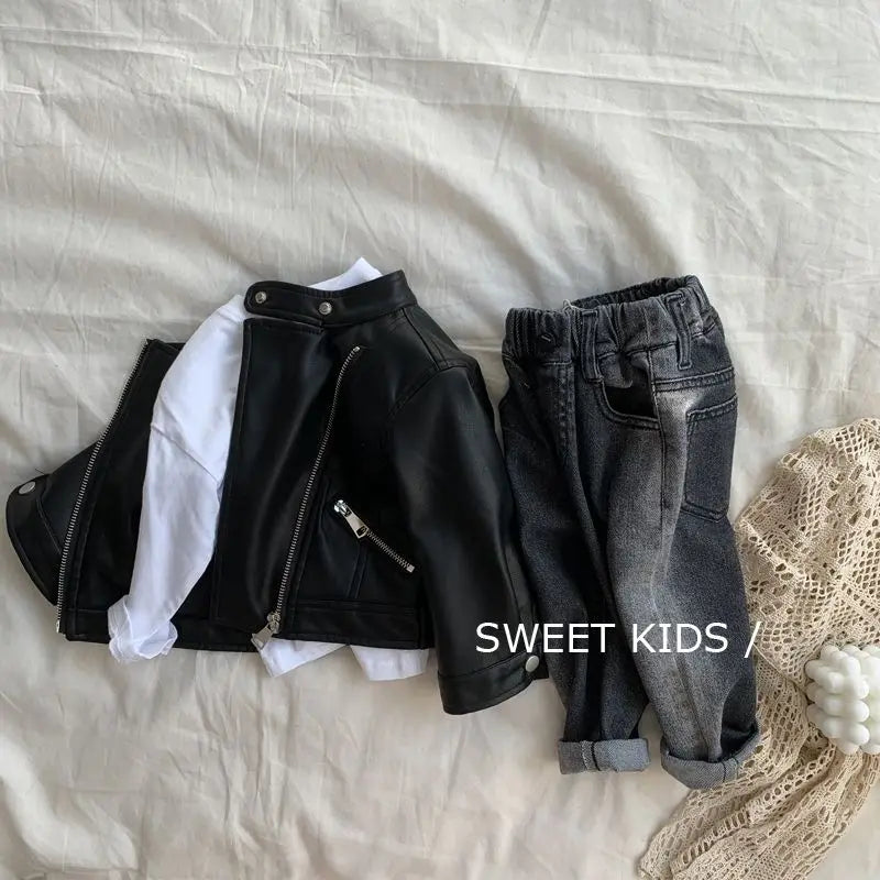 Spring Autumn Boys Leather Jackets For 1-6 Years New Classics Handsome Baby Boy Pu Outerwear Kids Clothing Zipper Fly Coats (Available)