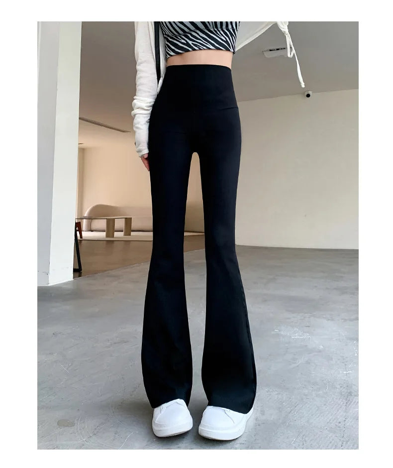Women Flare Pants Slim High Waist Solid Sexy Shark Flare Pants Elastic Butt Lift Skinny Leggings Fashion Casual Streetwear