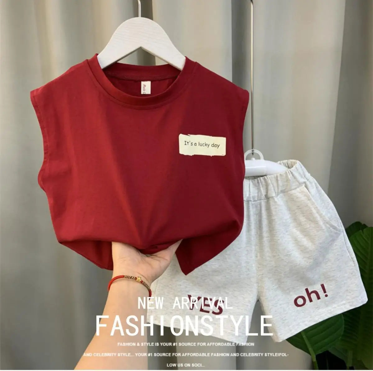 New Boys Baby Girl Summer Vest Set Summer Sleeveless Fashion Boys' and Children's Handsome Two Piece Set