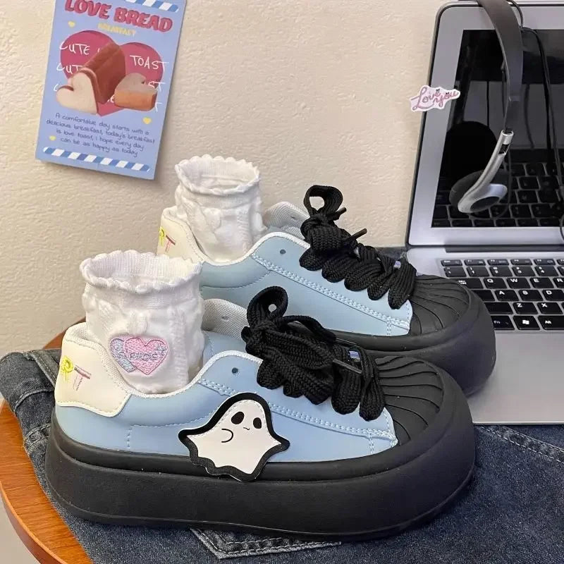 Shoes for Women High on Platform Round Toe Woman Footwear Trends  Comfortable and Elegant Walking Aesthetic Vulcanized Shoe
