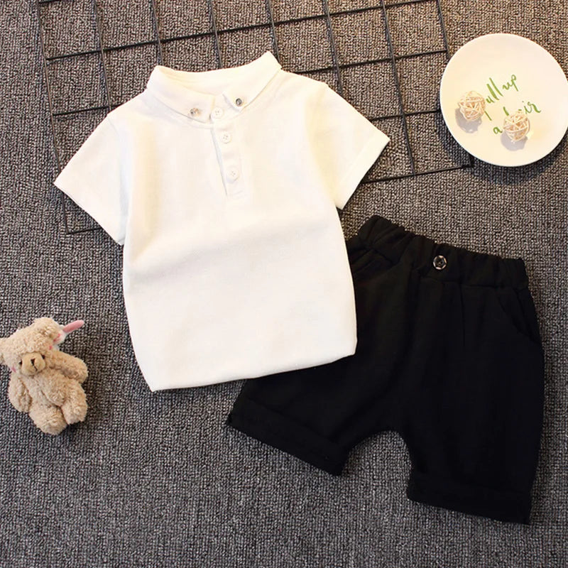 Fashion Boys Clothes Sets Toddler Kids Polo T-shirt + Shorts Children's Clothes