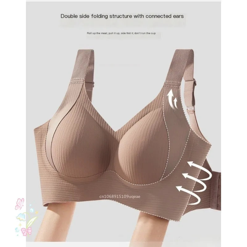 Women Widened Lifting Non Slip Shoulder Strap Bra Simple and Casual No Trace Beautiful Back Full Cup Size Adjustable Underwear