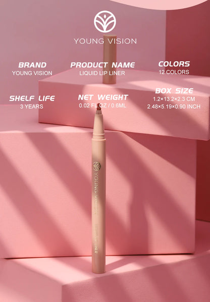 12 color matte liquid lipliner sponge gourd head fog surface bare color waterproof lip glaze red pen