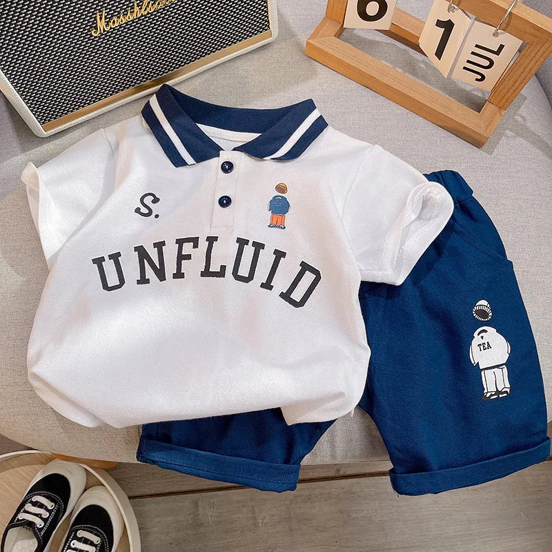Fashion Boys Clothes Sets Toddler Kids Polo T-shirt + Shorts Children's Clothes