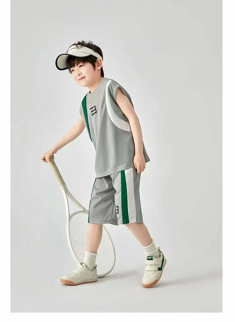 Boys Basketball Suit Summer Sportswear Comfortable Suit Vest Lightweight Shorts Children's Korean Version Handsome Two-piece Set