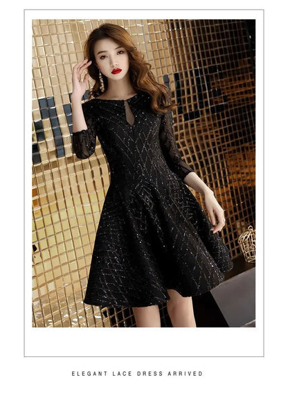 Evening Dress Women's 2024 New Black Dinner Party Cocktail Party Birthday Dresses Female Fashion Elegant Autumn Short Vestidos