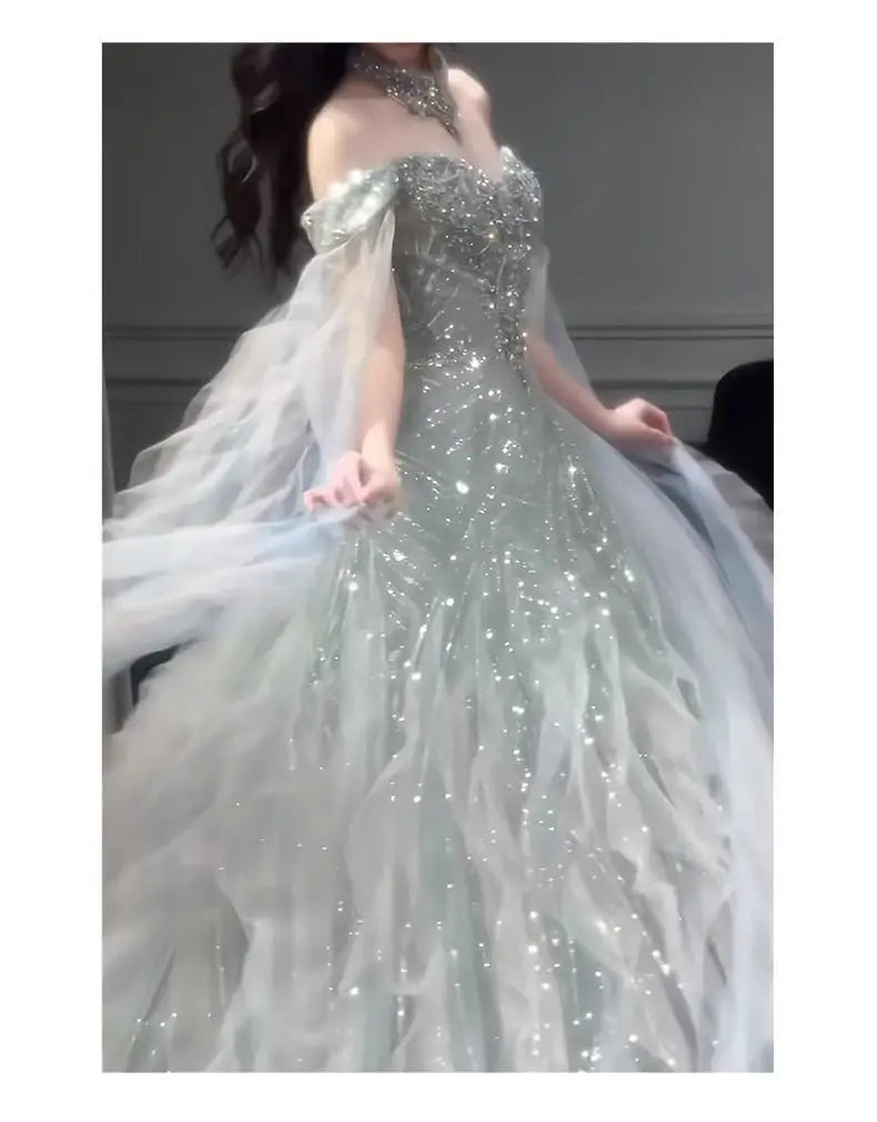 Evening Gown Dress For Women New High-end Light Luxury Niche Heavy Industry High-end Sense Elegant Temperament Host Dress