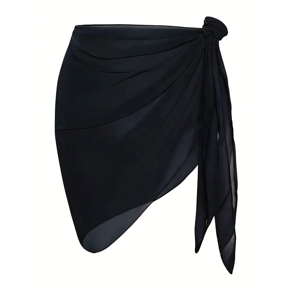 Summer Women Short Solid Sarong Swimsuit Coverups Beach Bikini Wrap Sheer Short Skirt Chiffon Skirt Scarf Swimwear Cover-ups