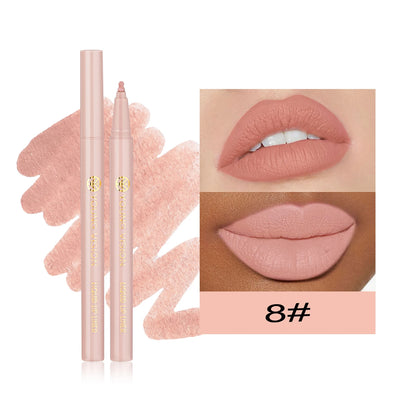 12 color matte liquid lipliner sponge gourd head fog surface bare color waterproof lip glaze red pen