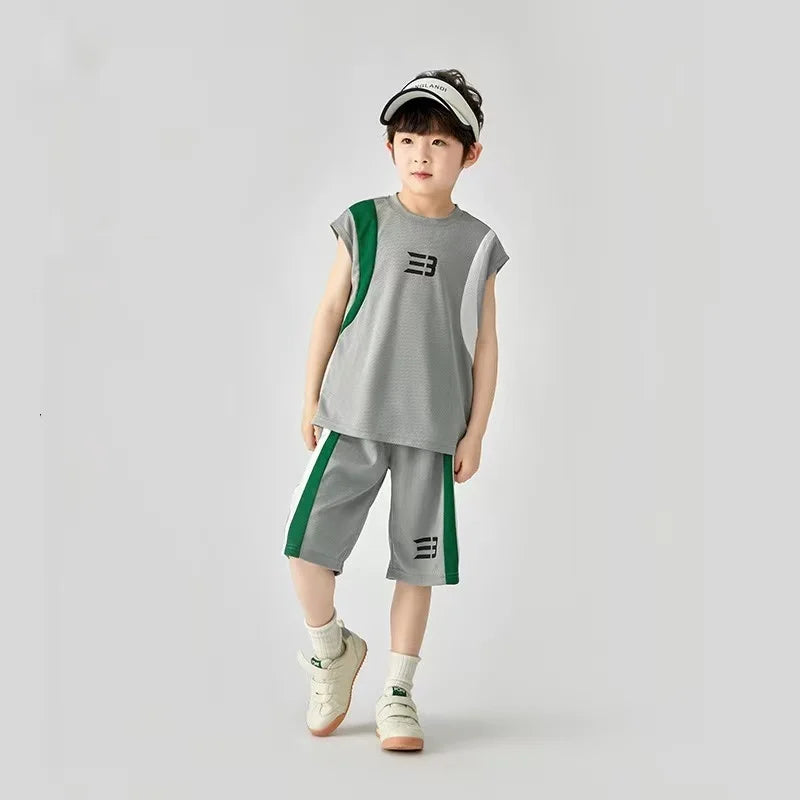 Boys Basketball Suit Summer Sportswear Comfortable Suit Vest Lightweight Shorts Children's Korean Version Handsome Two-piece Set