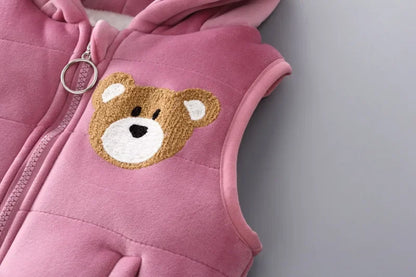 3Pcs Boys Suit Autumn And Winter Baby Girl Clothes Fleece Thickened Keep Warm Sets For Children Cute Bear Embroidery Clothing
