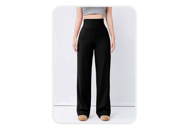 Women's High Waist Yoga Pants Loose Fit Straight Wide Leg Solid Color Spring Outdoor Wear Sports Fitness