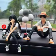 Car Interior Dashboard Ornaments Cartoon Anime ONE PIECE Luffy Yukino Set Action Figure Model Balloon Decor Auto Accessories