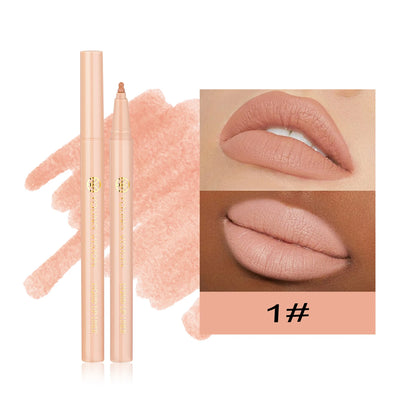 12 color matte liquid lipliner sponge gourd head fog surface bare color waterproof lip glaze red pen