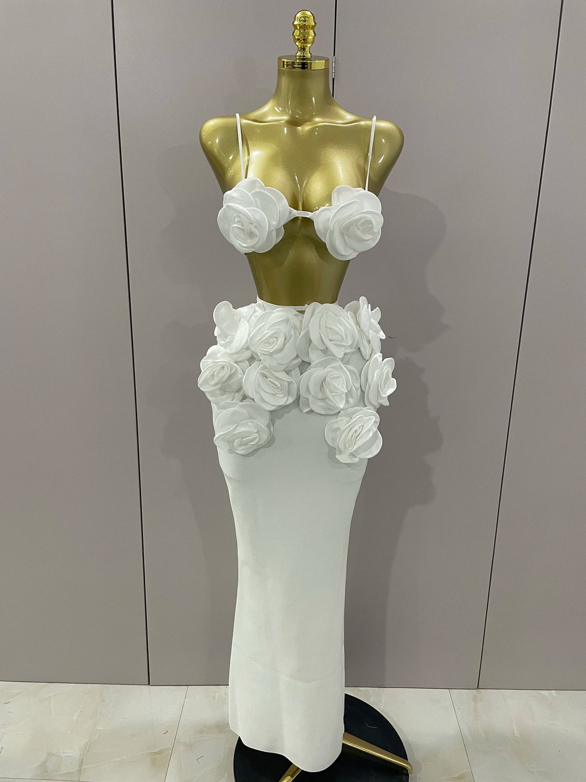 Sexy Camisole Floral Bandage Long Skirts 2-Piece Set 2025 Women Celebrity Elegant Party Cocktail Prom Gown Nightclub Outfit