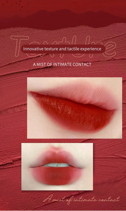 PEACHWHO Ruby Velvet Foggy Lip Glaze Matte Lip Stain Moisturizing Longlasting Waterproof Natural Smooth Silky Lipstick Cosmetics