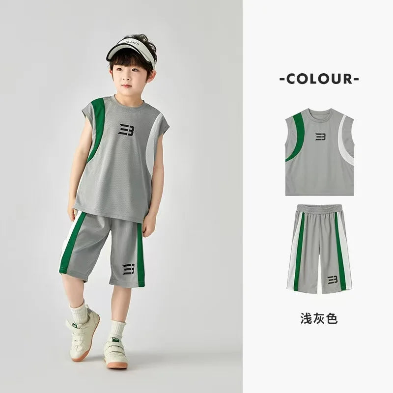 Boys Basketball Suit Summer Sportswear Comfortable Suit Vest Lightweight Shorts Children's Korean Version Handsome Two-piece Set