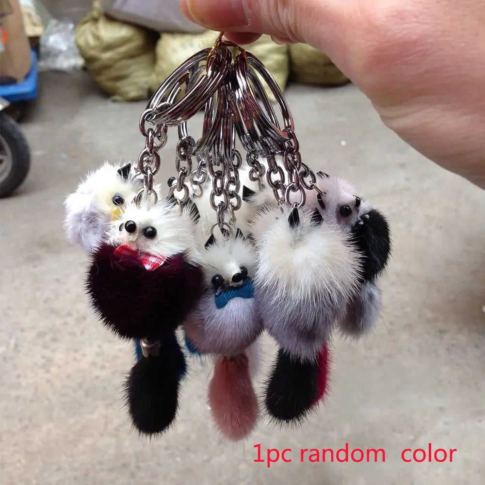 Women Charm Pendant Bags Fur Ball Pom Accessories Mink Fur Key Ring Keychain Key Chains