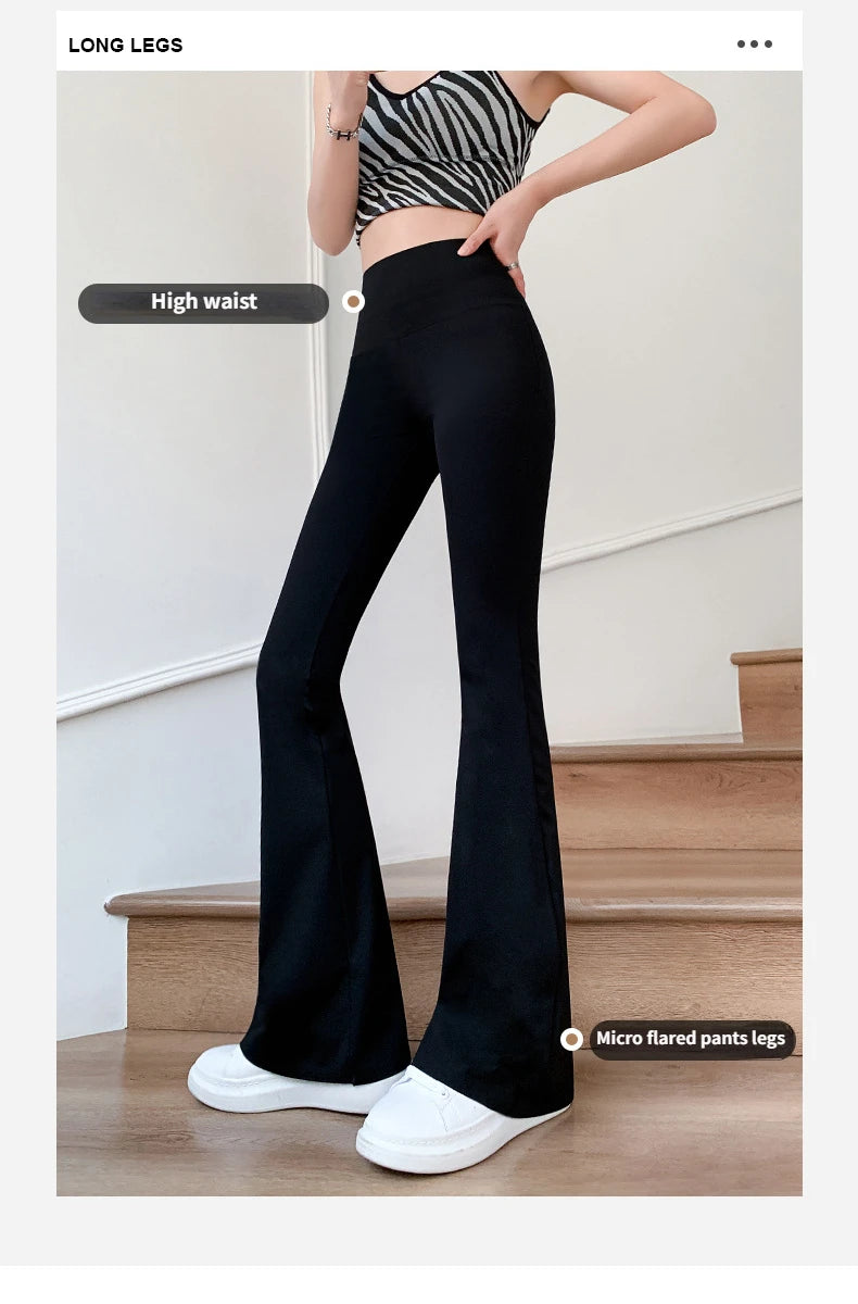 Women Flare Pants Slim High Waist Solid Sexy Shark Flare Pants Elastic Butt Lift Skinny Leggings Fashion Casual Streetwear