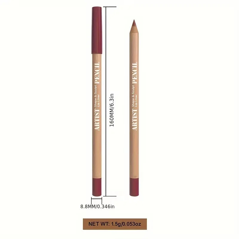 Velvet Matte Lip Liner Set - Long-Lasting Versatile Shades Longlasting Lip Makeup Berry, Brown, Pink Lip Pencil
