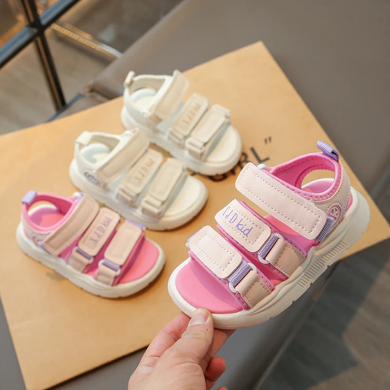 Summer Anti-Slippery Little Kids Sandals for Girls Non-Slip Soft Sole Toddler Beach Shoes School Versatile Chic Casual Footwear