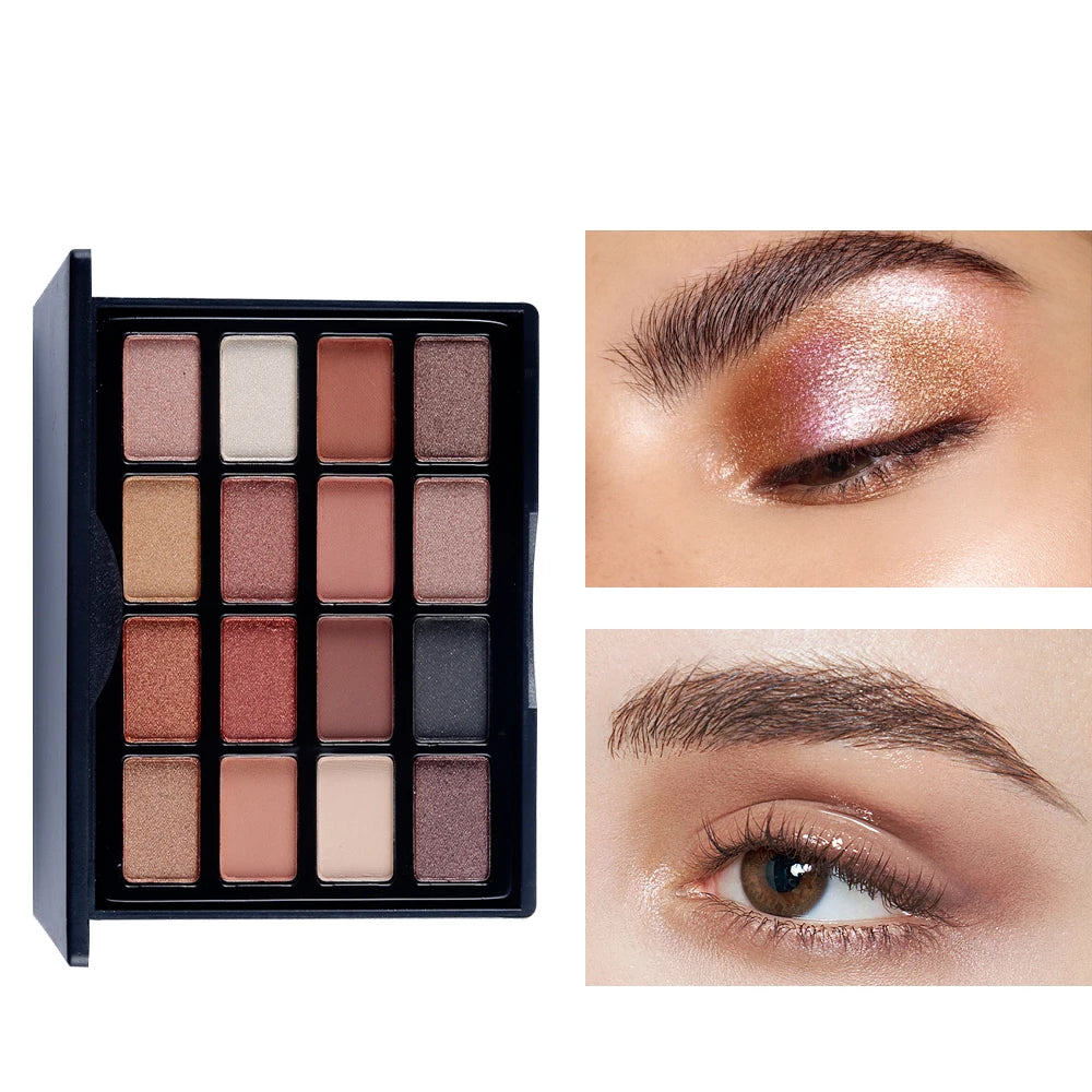 POPFEEL 6-Piece Eye Makeup Set-with 16 Color Eyeshadow Palette, Mascara, Eyebrow Pencil, Eyeliner, Brush,and Eyebrow Stencils .