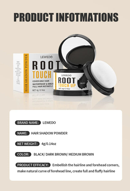 Lewedo Hair Line Powder 4g Black Root Cover Up Natural Instant Waterproof Hairline Shadow Powder Hair Concealer Coverage