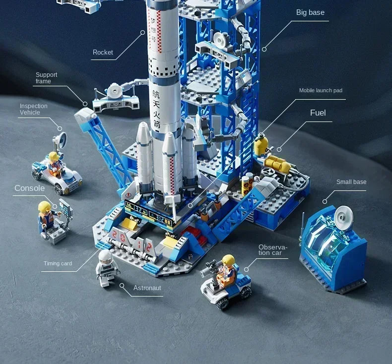 Space Rocket Building Blocks Craft Launch Center Base Puzzle Model Set ...