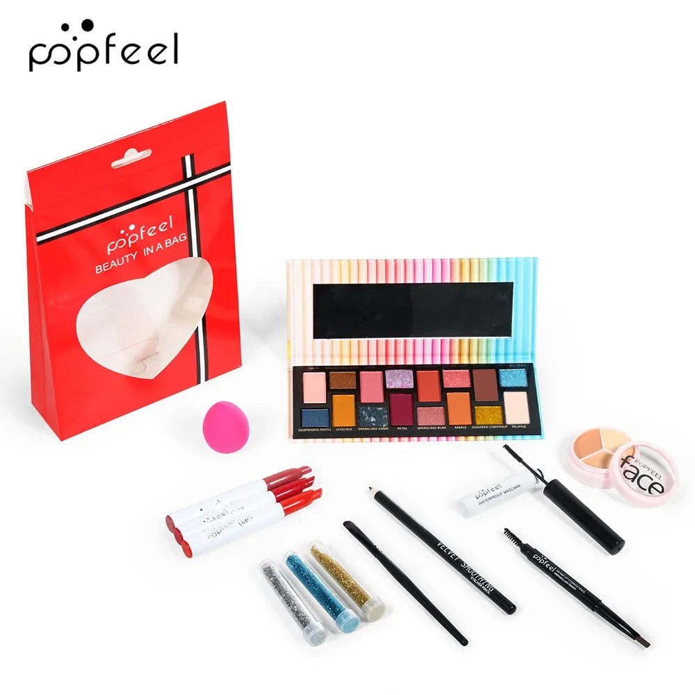 Best-Selling Popfeel Makeup Kit Full Set All in One Eye Shadow Eyebrow Eyeliner Lipstick Contour Powder Luxe Sets Gift Cosmetics