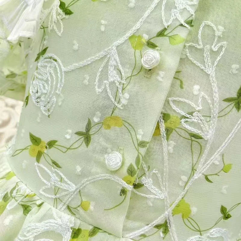 Girls Summer Dresses Children's Princess Gown Big Kids Short-sleeved Dress Teen Girls Peter Pan Collar Clothing