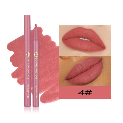 12 color matte liquid lipliner sponge gourd head fog surface bare color waterproof lip glaze red pen