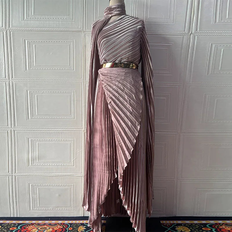 Elegant Party Dress for Women Temperament Fashion  Fall Winter New Batwing Sleeve Shawl Split Vestidos Evening Long Dresses
