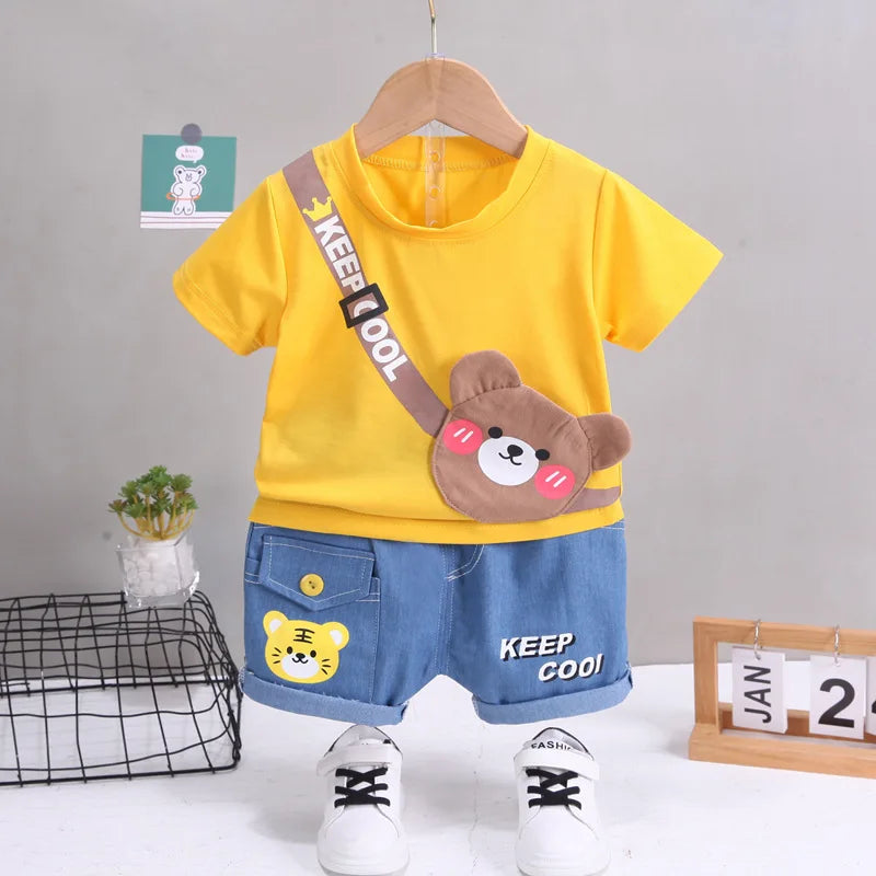 Summer Baby Boys Clothing Sets Cartoon Bear Cotton T-Shirt + Shorts  Suits for Baby Kids Tracksuits Infant Casual Outfits