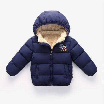 Winter Boy's Warm down Parka Fleece Lined Windbreaker Hooded Coat Kids Cotton Thicken Thermal Padded Fashion Outerwear